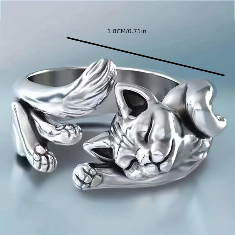 Funky Mixed Cartoon Animals Dog Cat Shaped Ring Alloy Jewelry Accessories